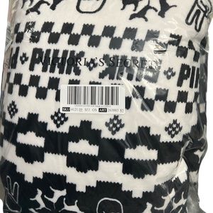 BN PINK/VS Logo Black White Winter Peace Sherpa Throw Blanket *Limited Edition!